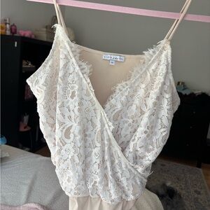 Free People cream floral bodysuit